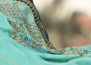 DRAVINAM Trends Women's Pure Dola Meenakari Jacquard Hand work Pakistani Suit with Pure Georgette Embroidered Dupatta