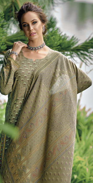 DRAVINAM Trends Women's Pure Viscose Pashmina Digital Printed Hand Work Unstitch Salwar Suit Dress Material with Pure Pashmina Shawl Dupatta