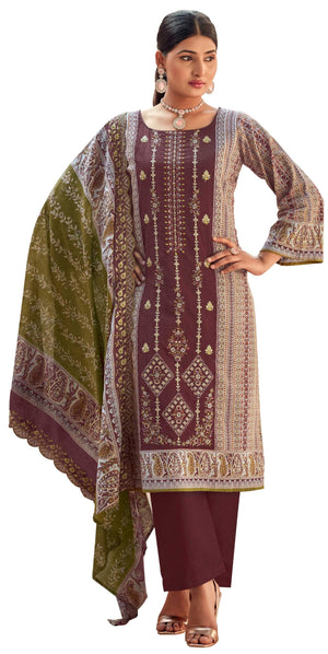DRAVINAM Trends Women's Unstitched Salwar Suit Dress Material - Cotton Digital Printed Organza Embroidered Kameez II Unstitch Bottoms II Cotton Dupatta