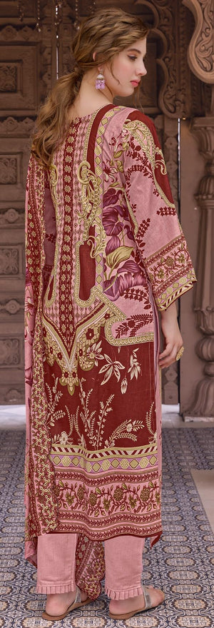 DRAVINAM Trends Women's Unstitched Pakistani Digital Print Embroidered Pure Cotton Salwar Suit Dress Materials with Cotton Embroidered Cutwork Dupatta