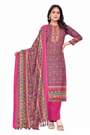 DRAVINAM Trends Women's Unstitched Winter Wear Kani Printed Heavy Woolen Pashmina Salwar Suit Dress Material with Printed Shawl Dupatta