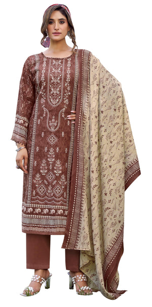 DRAVINAM Trends Unstitched Karachi Lawn Cotton Pakistani Digital Printed Embroidered Suit Dress Material with Unstitched Bottoms and Cotton Dupatta