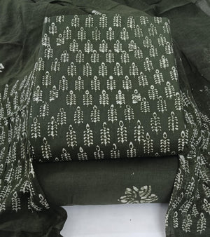 DRAVINAM Trends Unstitched Jaipuri Handmade Wax Batik Print Soft Cotton Dress Material with Dupatta