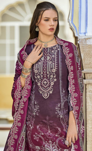 DRAVINAM Trends Women's Unstitched Pakistani Digital Print Embroidered Pure Cotton Salwar Suit Dress Materials with Cotton Embroidered Cutwork Dupatta