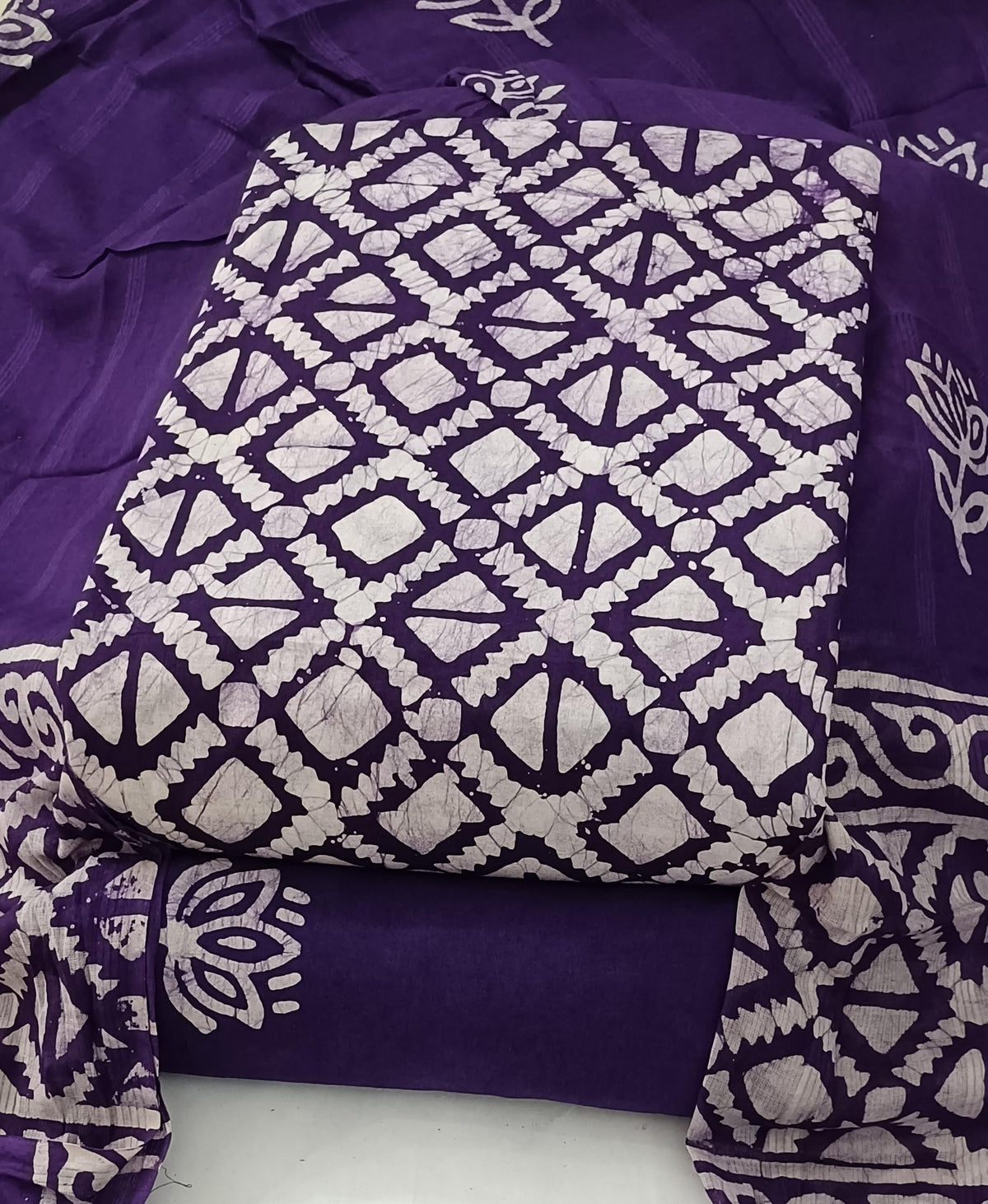 DRAVINAM Trends Unstitched Jaipuri Handmade Wax Batik Print Soft Cotton Dress Material with Dupatta