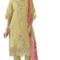 DRAVINAM Trends Women's Unstitched Lawn Cotton Karachi Embroidered Suit Material - Lawn Cotton Heavy Karachi Embroidered Shirt with Heavy Daman Work II Cotton Bottoms II Cotton Digital Printed Dupatta