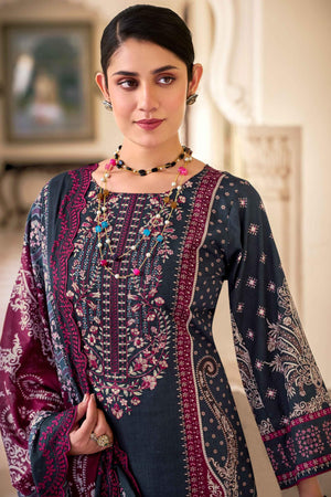 DRAVINAM Trends Women's Unstitched Salwar Suit Dress Material - Cotton Digital Printed Organza Embroidered Kameez II Unstitch Bottoms II Cotton Dupatta