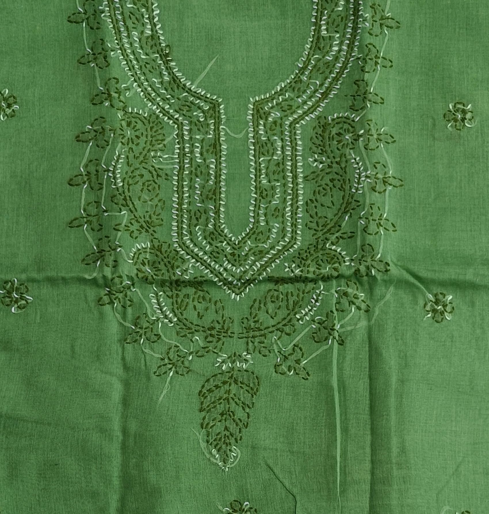 DRAVINAM Trends Women’s Cotton Unstitched Chikankari Suit Set with Dupatta & Bottom | Hand-Embroidered Lucknowi Dress Material | Premium Ethnic Wear for Women | Free Size (3-Piece)