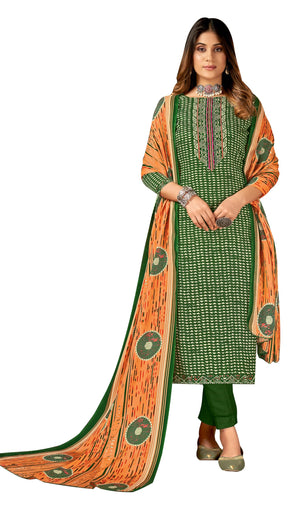 DRAVINAM Trends Swaroski Work Printed Pure Pashmina Woollen Dress Material Salwar suit for Women for Winter wear with Twill Pashmina Printed Shawl Dupatta