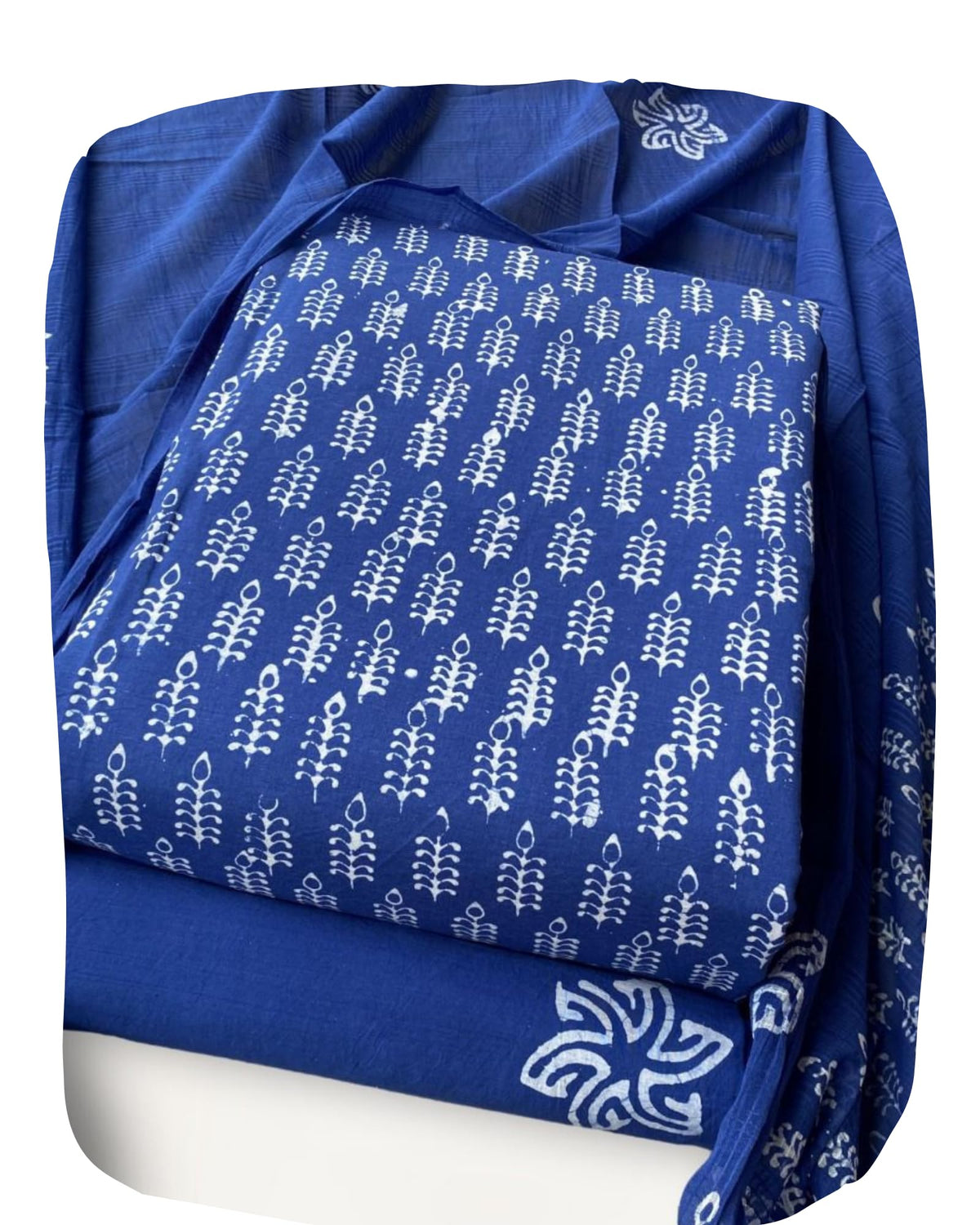 DRAVINAM Trends Unstitched Jaipuri Handmade Wax Batik Print Soft Cotton Dress Material with Dupatta