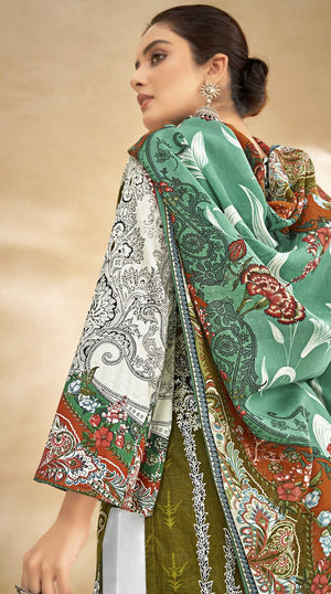 DRAVINAM Trends Women's Unstitched Digital Pakistani Print Embroidered Cambric Cotton Salwar Suit Dress Materials with Cotton Printed Dupatta