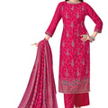 DRAVINAM Trends Women's Modal Unstitched Dress Material - Pure Modal Discharge Print top with Elegant Hand Work (2.5 m), Pure Modal Solid Bottom (2.8m), Viscose Modal Print Dupatta (2.25 m)