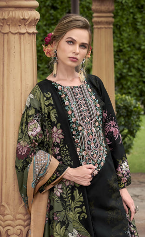 DRAVINAM Trends Women's Unstitched Cotton Suit Dress Material - Pure Cotton Embroidered Digital Top II Cotton Bottoms II Cotton Digital Print Dupatta