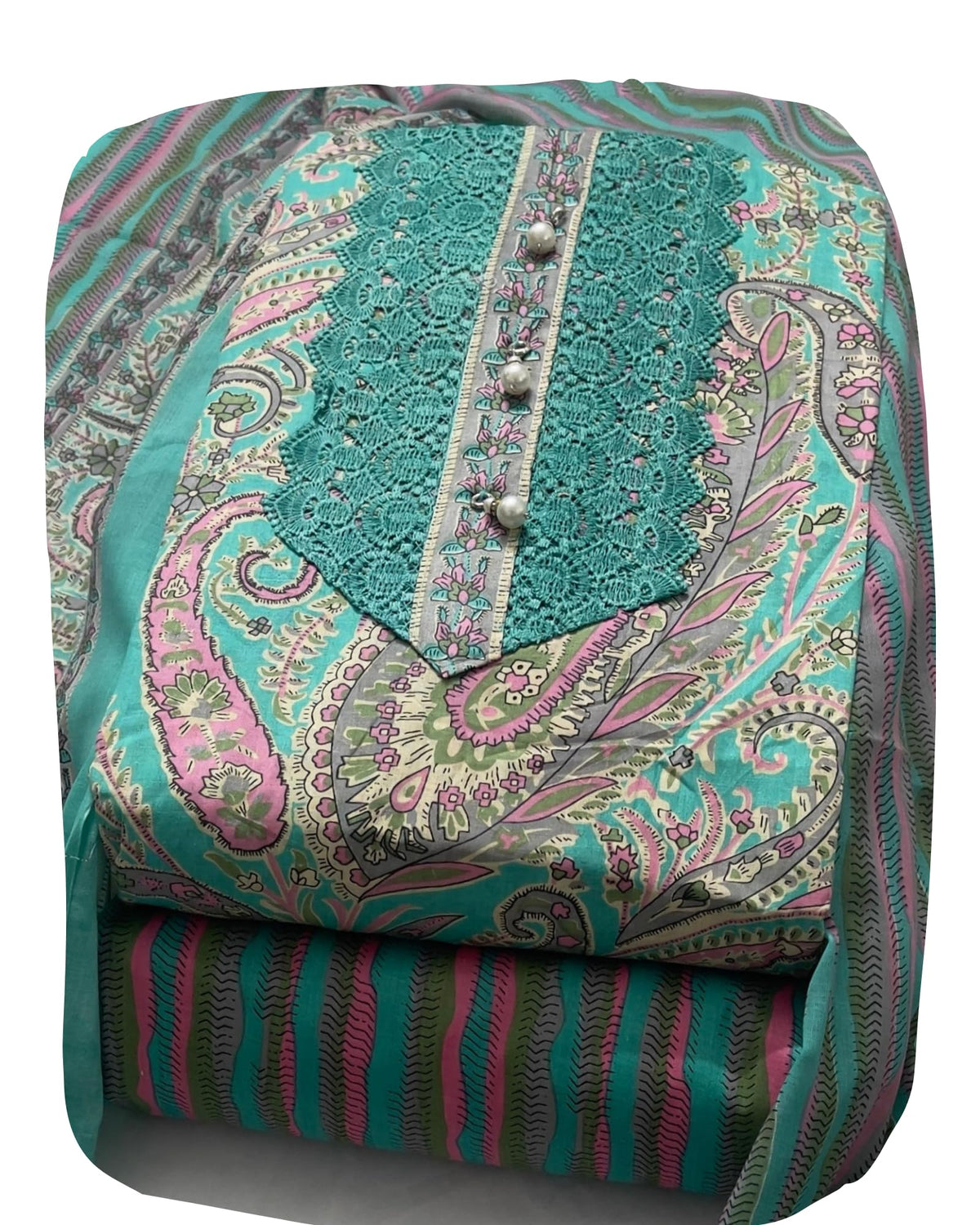 DRAVINAM Trends Women's Cambric Cotton Dress Material | Unstitch Kalamkari Printed Suit Set with Cotton Dupatta