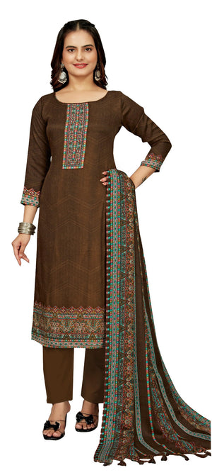 DRAVINAM Trends Women's Unstitched Winter Wear Digital Printed Heavy Woolen Pashmina Salwar Suit Dress Material with Printed Shawl Dupatta