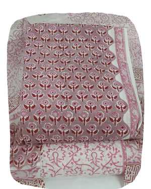 DRAVINAM Trends Hand Block Print Jaipuri Cambric Unstitched Cotton Suit Dress Material for Women with Mulmul Cotton Hand Printed Dupatta