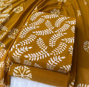 DRAVINAM Trends Unstitched Jaipuri Handmade Wax Batik Print Soft Cotton Dress Material with Dupatta