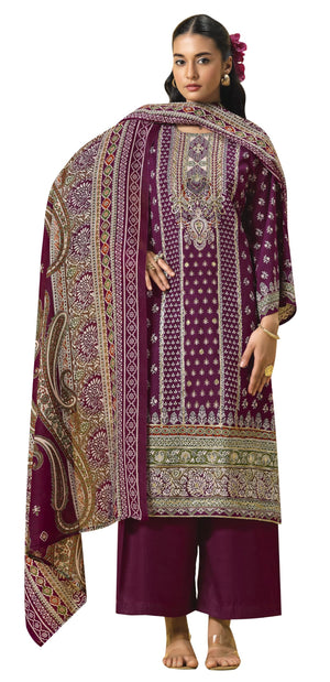 DRAVINAM Trends Women's Unstitched Salwar Suit Dress Material - Cotton Digital Printed Organza Embroidered Kameez II Unstitch Bottoms II Cotton Dupatta