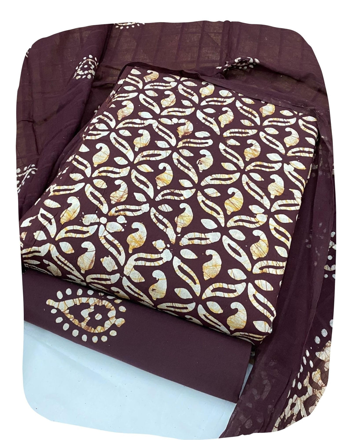 DRAVINAM Trends Unstitched Jaipuri Handmade Wax Batik Print Soft Cotton Dress Material with Dupatta
