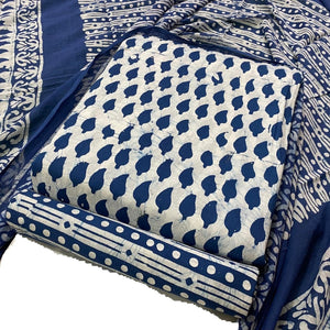DRAVINAM Trends Unstitched Jaipuri Handmade Wax Batik Print Soft Cotton Dress Material with Dupatta