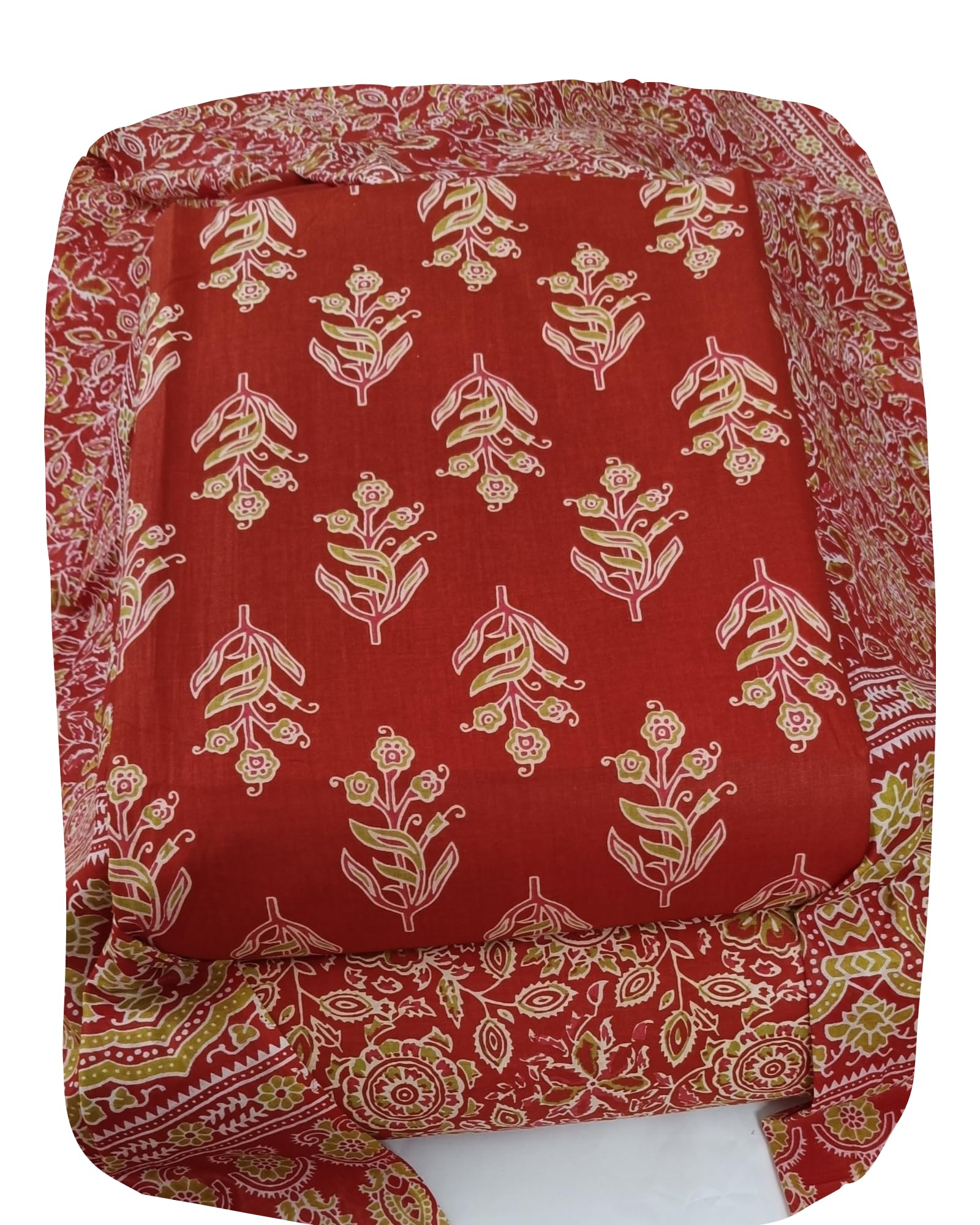 DRAVINAM Trends Jaipuri Print Cambric Cotton Unstitched Salwar Suit Dress Material for Women with Mulmul Cotton Dupatta