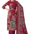 DRAVINAM Trends Women's Viscose Jam Cotton Handwork Unstitched Salwar Suit Dress Material - Pure Jam Discharge Print with Hand work Kameez | Viscose Rayon Bottom |Pure Cotton Print Dupatta