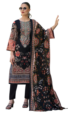 DRAVINAM Trends Kurti 2.50 mtrs, Pure Cotton (3 mtrs apx), Pure MAL MAL Cotton Dupatta Digital Print|Light Grey