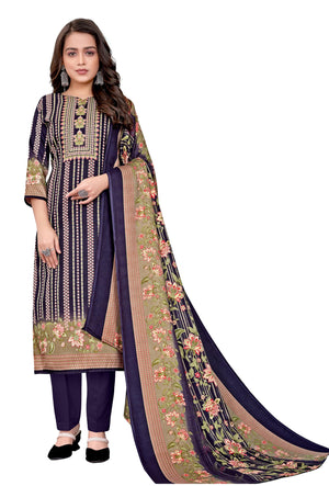 DRAVINAM Trends Women's Unstitched Kaani Print Pashmina Winter wear Dress Material Fabric for Salwar Suit with printed pashmina Kashmiri shawl dupatta (Pink)