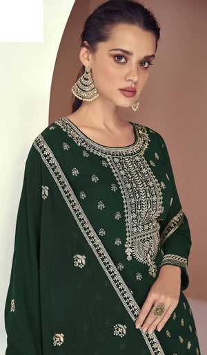 DRAVINAM Trends Women Real Georgette Heavy Zari Embroidered Pure Georgette Unstitched Suit Dress Material with Real Georgette Embroidered Heavy Dupatta (Wine)