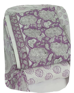 DRAVINAM Trends Hand Block Print Cambric Cotton Unstitched Salwar Suit Set for Women with Pure Chiffon Hand Printed Dupatta