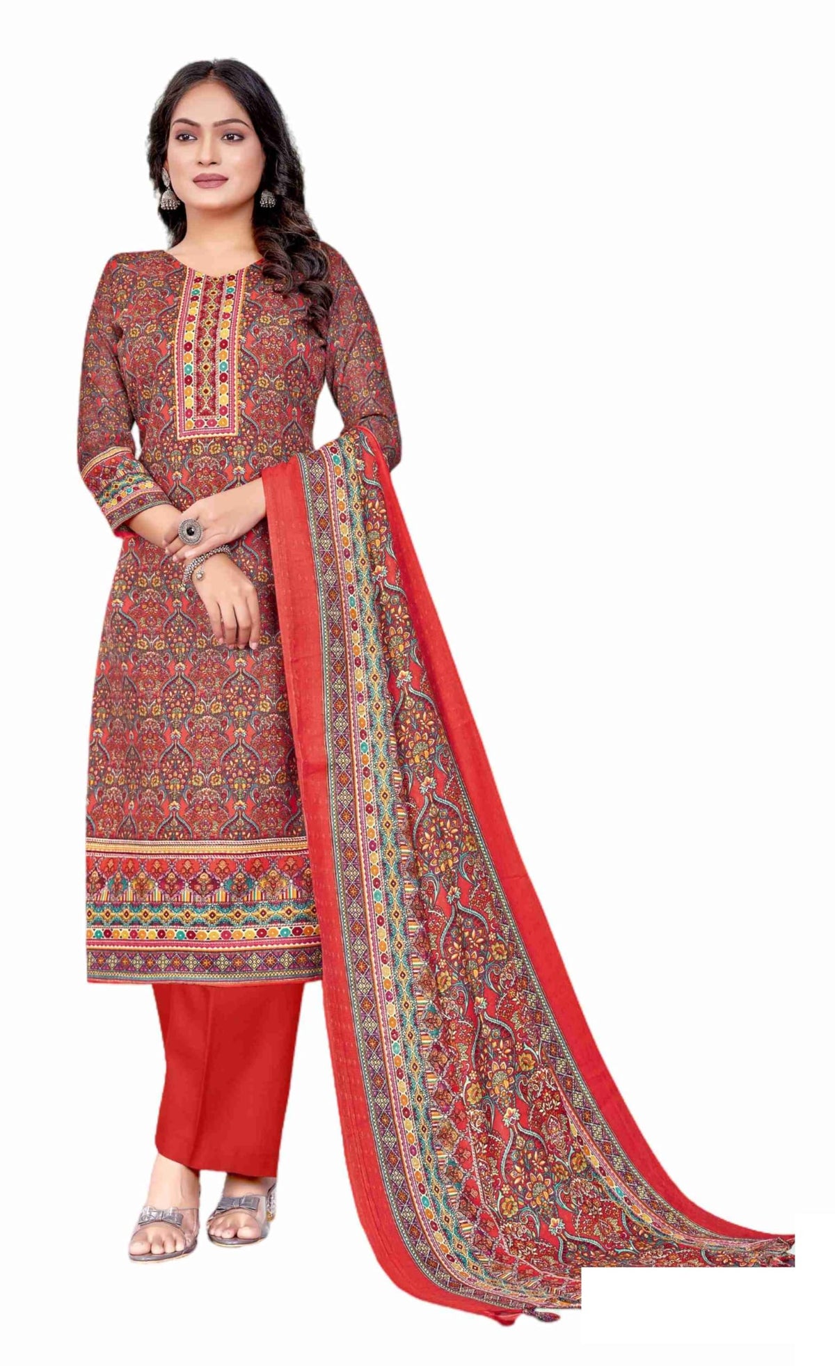 DRAVINAM Trends Women's Unstitched Winter Wear Kani Printed Heavy Woolen Pashmina Salwar Suit Dress Material with Printed Shawl Dupatta