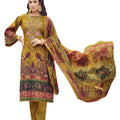 Unstitched Digital Print Embroidered Cotton Salwar Suit Dress Materials with Dupatta