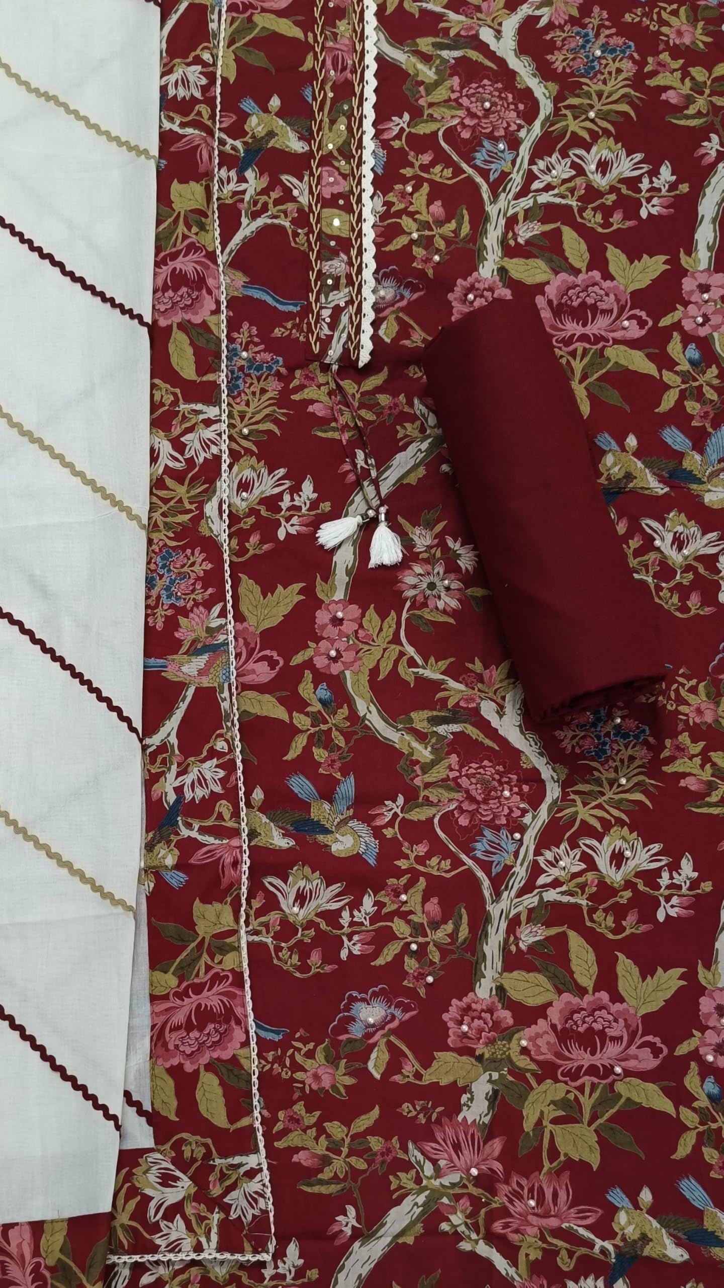 DRAVINAM Trends Women's Floral Printed Premium Cotton Suit Material with Fancy Cotton Dupatta