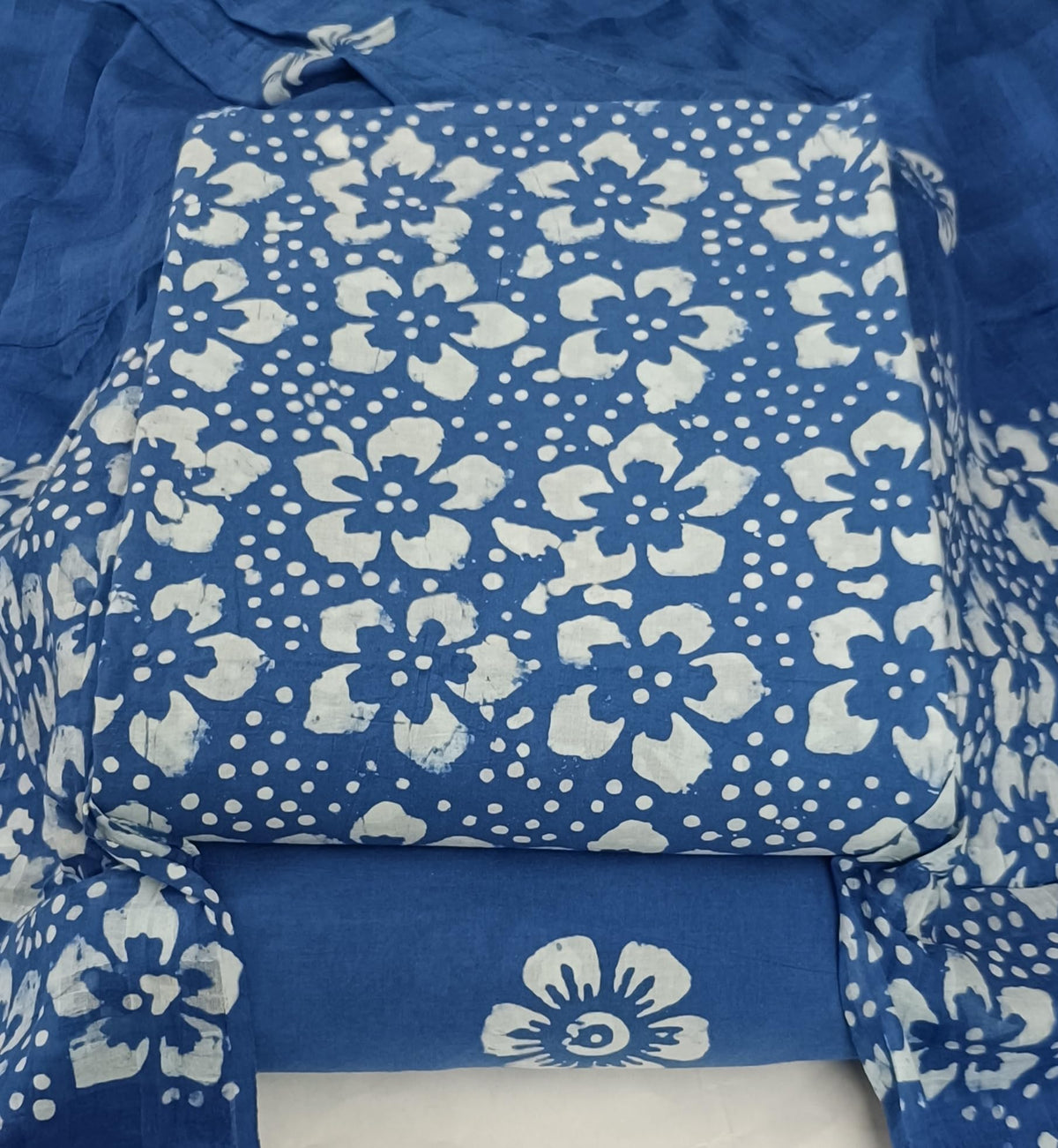 DRAVINAM Trends Unstitched Jaipuri Handmade Wax Batik Print Soft Cotton Dress Material with Dupatta