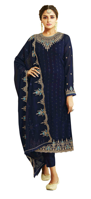 DRAVINAM Trends Women's Heavy Embroidered Pure Georgette Sharara Salwar Suit Dress Material with Heavy Embroidered Pure Georgette Dupatta (Free size_Maroonish red)