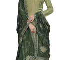 DRAVINAM Trends Women's Pure Dola Banarasi Silk Viscose Pakistani Dress Material with Pure georgette heavy embroidered Dupatta (green)