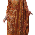 DRAVINAM Trends Un Stitched Women's Woolen Salwar suit Dress Material for winter wear with warm pashmina shawl dupatta (Orange)