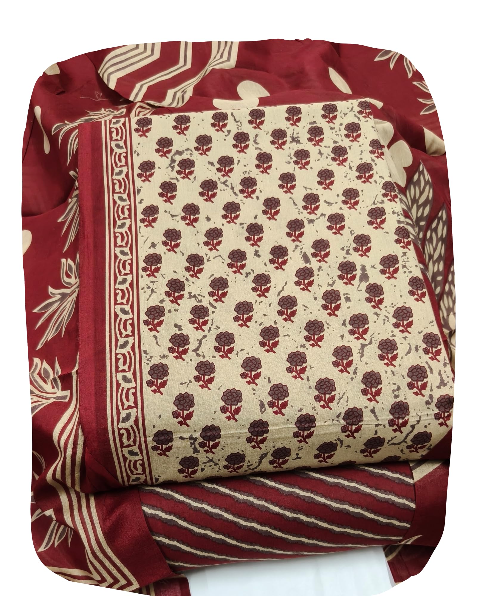 DRAVINAM Trends Jaipuri Print Cambric Cotton Unstitched Salwar Suit Dress Material for Women with Mulmul Cotton Dupatta