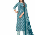 DRAVINAM Trends Women's Unstitched Cambric Cotton Printed Embroidered Salwar Suit Dress Material with Printed Cotton Digital printed Dupatta (Blue)