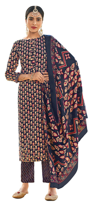 DRAVINAM Trends Women's Unstitched Kashmiri Print Woollen Pashmina Salwar Suit Dress Material with Pashmina Printed Shawl Dupatta (Free Size) (Brown)