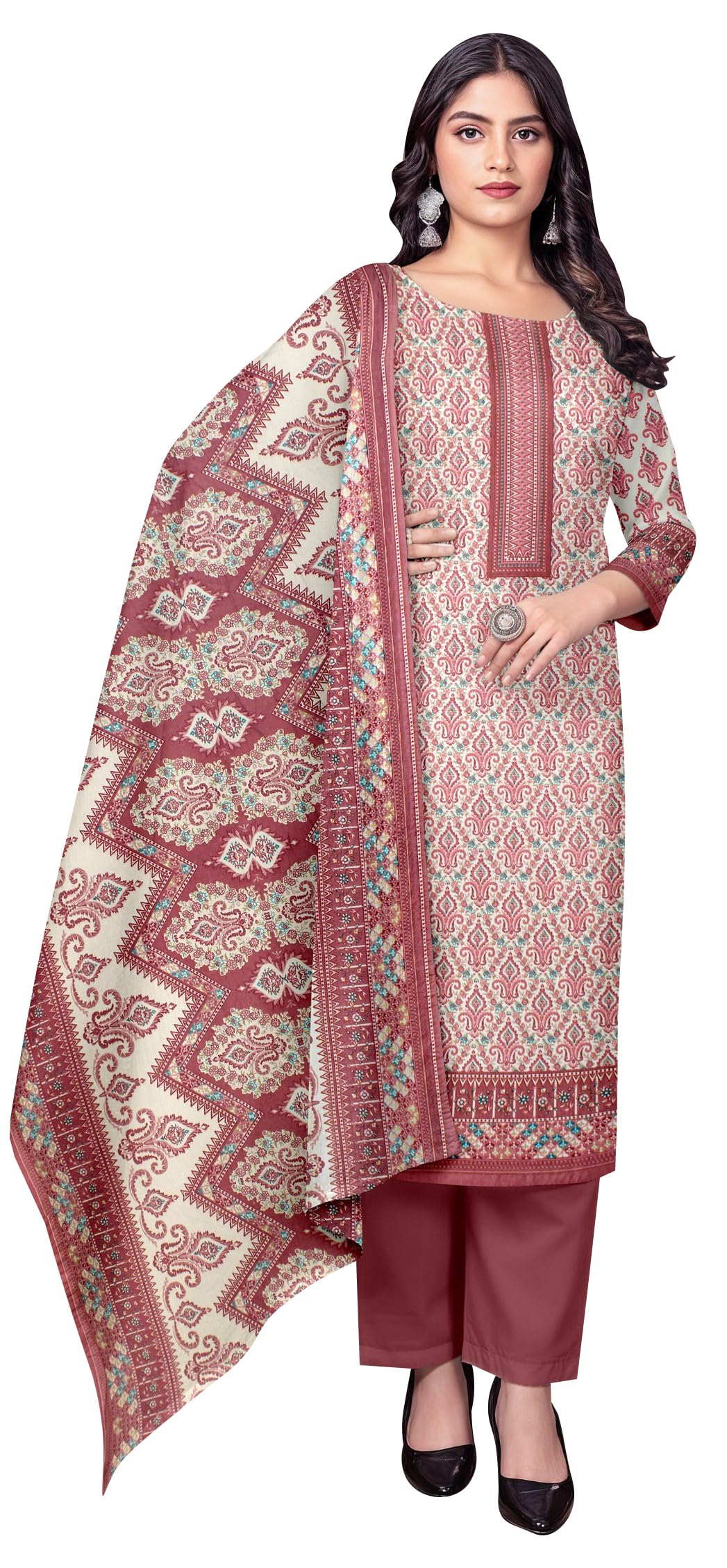 DRAVINAM Trends Women's Unstitched Winter Wear Kashmiri Kani Printed Heavy Woolen Pashmina Salwar Suit Dress Material with Printed Shawl Dupatta