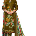 DRAVINAM Trends Women's Winter Wear Floral Printed Warm Wool Pashmina Salwar Kameez Dress Material with Swaroski Work and Pashmina Printed Shawl Dupatta