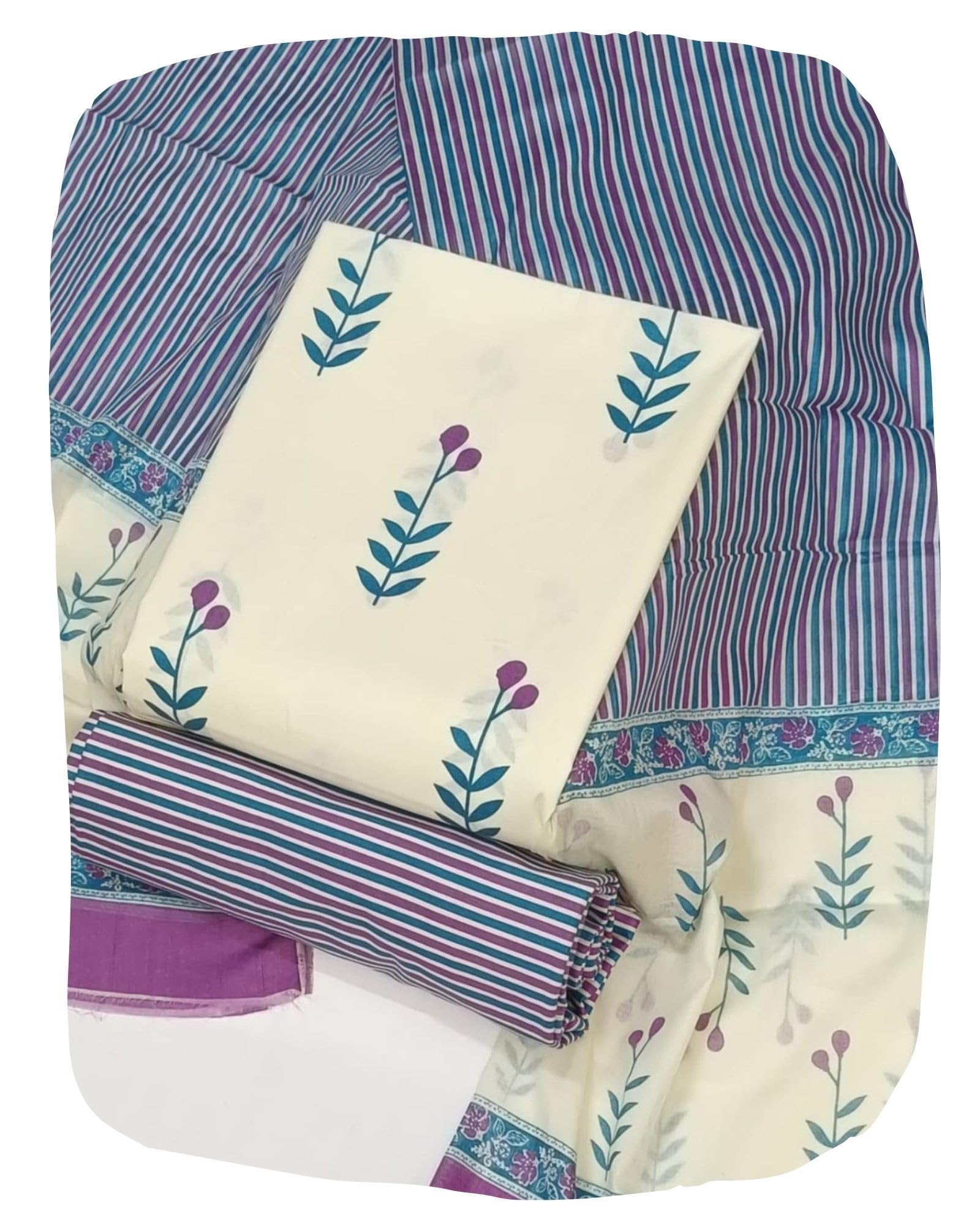 DRAVINAM Trends Jaipuri Print Cambric Cotton Unstitched Salwar Suit Dress Material for Women with Mulmul Cotton Dupatta
