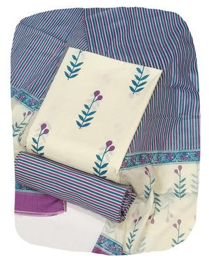 DRAVINAM Trends Jaipuri Print Cambric Cotton Unstitched Salwar Suit Dress Material for Women with Mulmul Cotton Dupatta