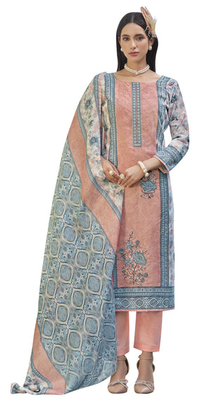 DRAVINAM Trends Women's Unstitched Salwar Suit Dress Material - Cotton Digital Printed Organza Embroidered Kameez II Unstitch Bottoms II Cotton Dupatta