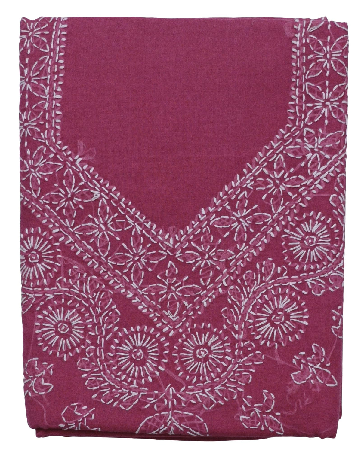 DRAVINAM Trends Women’s Cotton Unstitched Chikankari Suit Set with Dupatta & Bottom | Hand-Embroidered Lucknowi Dress Material | Premium Ethnic Wear for Women | Free Size (3-Piece)