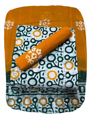 DRAVINAM Trends Unstitched Jaipuri Handmade Multicolour Wax Batik Print Soft Cotton Dress Material with Dupatta