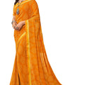 DRAVINAM Trends Printed Pure Georgette Printed Saree With Digital Border & Blouse (Orange)