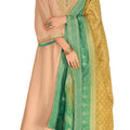 DRAVINAM TRENDS Women's Pure Muslin Embroidered Pakistani salwar suit dress material with Pure Viscose Dola Jacquard digital prints dupatta bridal collection (peach)
