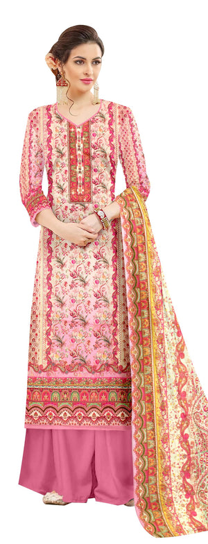 DRAVINAM Trends Pure Pashmina Siroski Work Digital Printed Unstitched Salwar Suit Material with Pashmina Printed Dupatta